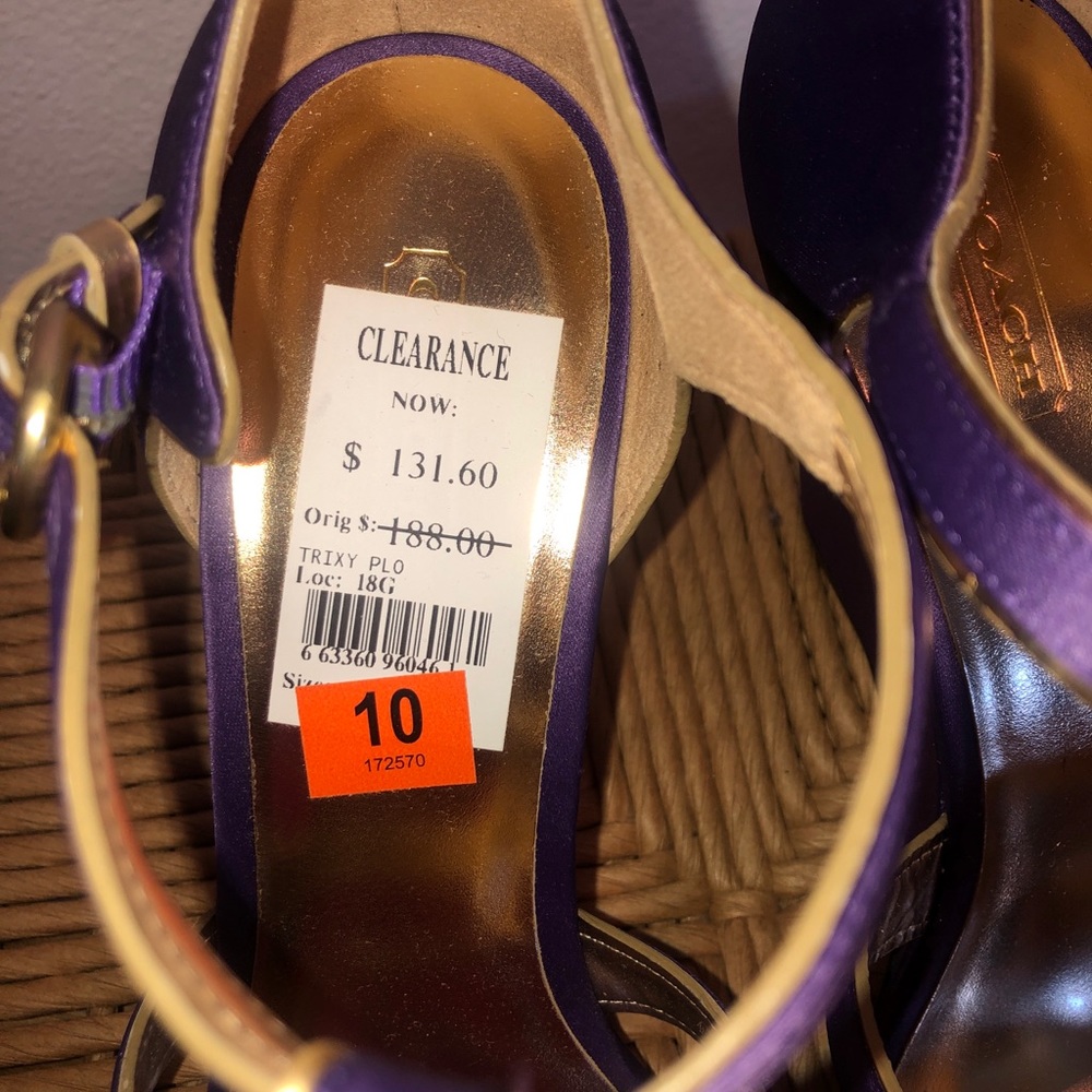 Coach purple open toe wedge heels size 10 - Picture 6 of 6